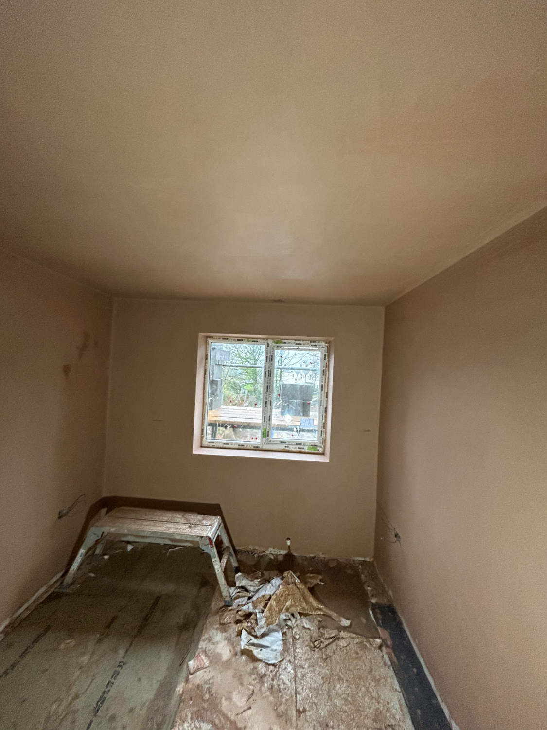Small bedroom with freshly skimmed walls