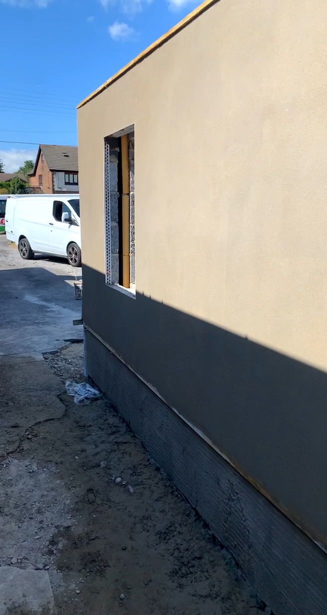 Finished external render on a house wall